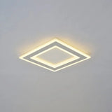 Square Frame Led Ceiling Lamp In Metallic Finish - Minimalist Bedroom Flush Lighting (Warm/White