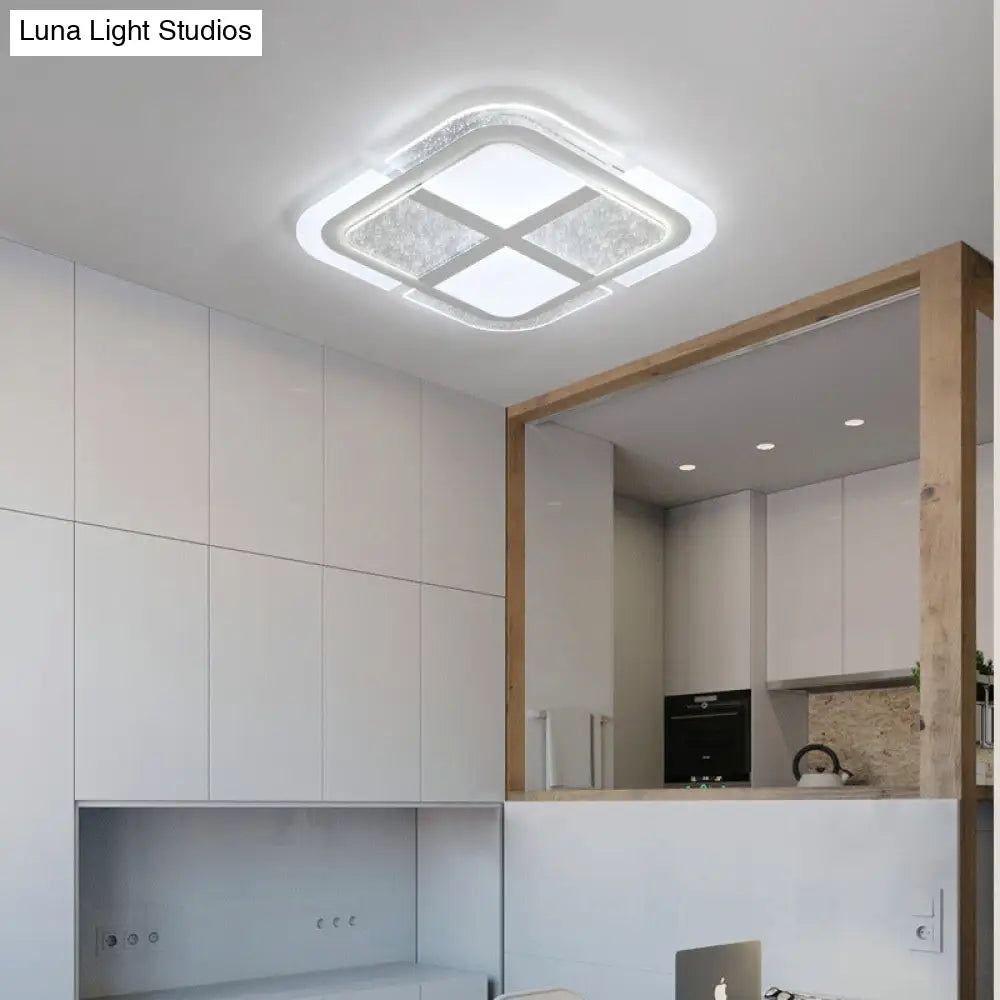 Square Led Ceiling Light With Mosaic Acrylic Design In Warm/White 16’ - 23.5’ Widths