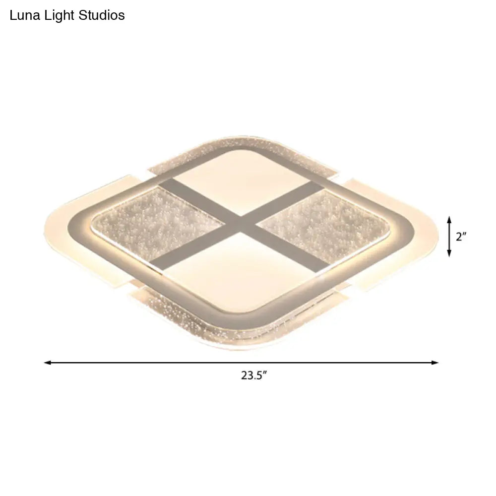 Square Led Ceiling Light With Mosaic Acrylic Design In Warm/White 16’ - 23.5’ Widths