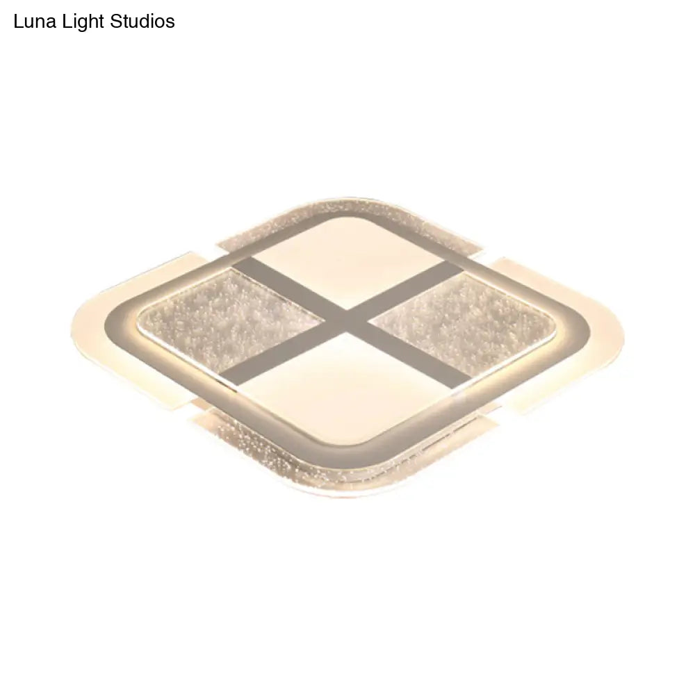 Square Led Ceiling Light With Mosaic Acrylic Design In Warm/White 16’ - 23.5’ Widths