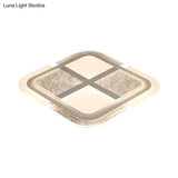 Square Led Ceiling Light With Mosaic Acrylic Design In Warm/White 16’ - 23.5’ Widths