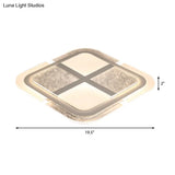 Square Led Ceiling Light With Mosaic Acrylic Design In Warm/White 16’ - 23.5’ Widths