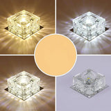 Square Led Crystal Ceiling Light - Modern Flushmount For Hallways Clear / Third Gear