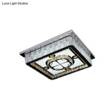 Square Led Crystal Ceiling Mounted Light In Chrome With Clover Pattern - Modern Simplicity Design