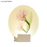 Square Led Wall Mount Light In Simple Style - Purple/Pink/Yellow With Deer/Blossom/Tree Pattern For