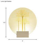 Square Led Wall Mount Light In Simple Style - Purple/Pink/Yellow With Deer/Blossom/Tree Pattern For