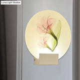 Square Led Wall Mount Light In Simple Style - Purple/Pink/Yellow With Deer/Blossom/Tree Pattern For