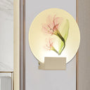 Square Led Wall Mount Light In Simple Style - Purple/Pink/Yellow With Deer/Blossom/Tree Pattern For
