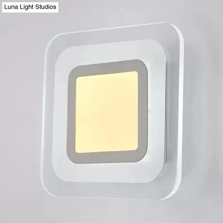 Square Led Wall Sconce - Simple White Acrylic Light For Stairway
