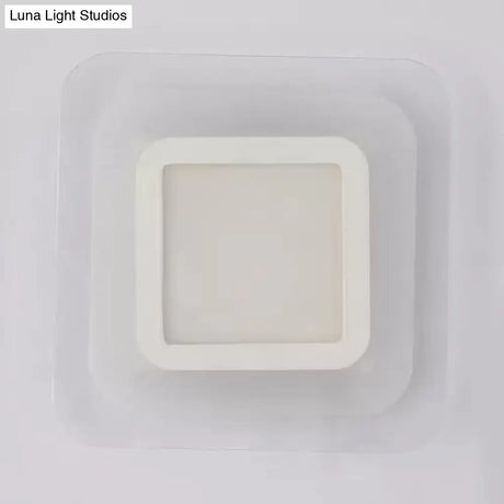 Square Led Wall Sconce - Simple White Acrylic Light For Stairway