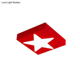 Square Metal Flush Ceiling Light With Star Design - Modern Lighting For Kid’s Bedroom