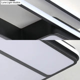 Square Metal Flush Led Black Ceiling Light - Remote Controlled Stepless Dimming 16’/19.5’ Width