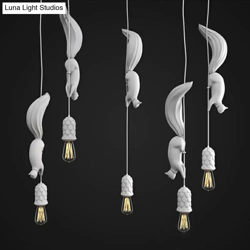 Squirrel And Pinecone Pendant Lamp: Resin Hanging Light Fixture - 1 Head Dining Room Decor
