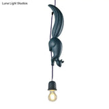 Squirrel And Pinecone Pendant Lamp: Resin Hanging Light Fixture - 1 Head Dining Room Decor