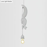 Squirrel And Pinecone Resin Ceiling Light - Artful 1 Bulb Hanging Lamp For Dining Room