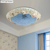 Stained Art Glass Flush Mount Lamp - Kids Style Led Ceiling Light For Bedroom
