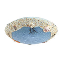 Stained Art Glass Flush Mount Lamp - Kids Style Led Ceiling Light For Bedroom Blue / White