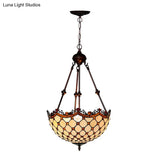 Stained Glass Beaded Chandelier - Baroque Design White 2/3 Lights Suspended Corridor Lighting