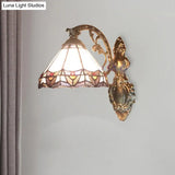 Stained Glass Cone Wall Mount Sconce Light - Tiffany Inspired Design For Bedroom