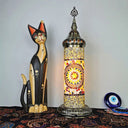 Stained Glass Cylinder Bedroom Table Lamp With Led Night Light - Traditional Design In