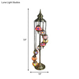 Stained Glass Floor Lamp - White/Red/Pink Spiral Design With 9 Bulbs For Living Room