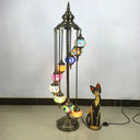 Stained Glass Floor Lamp - White/Red/Pink Spiral Design With 9 Bulbs For Living Room Blue