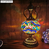 Stained Glass Moroccan Round Desk Lamp: 1-Light Bronze Task Lighting For Restaurants