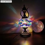 Stained Glass Moroccan Round Desk Lamp: 1-Light Bronze Task Lighting For Restaurants