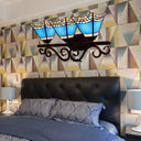 Stained Glass Nautical Vanity Light: 3-Head Wall Sconce Blue