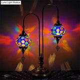 Stained Glass Night Light With 2 Heads In Traditional White/Yellow/Orange - Oval/Cup-Shape Bedside
