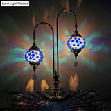 Stained Glass Night Light With 2 Heads In Traditional White/Yellow/Orange - Oval/Cup-Shape Bedside