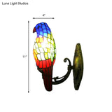 Stained Glass Parrot Wall Lamp - Lodge Style Brass Sconce For Living Room