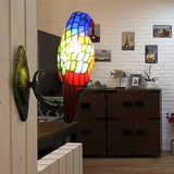 Stained Glass Parrot Wall Lamp - Lodge Style Brass Sconce For Living Room Blue / B