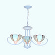 Stained Glass Petal Chandelier With Hanging Chain - Blue 3/6/8 Lights Modern Ceiling Light For Hall