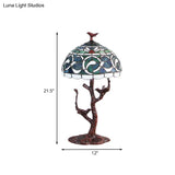 Stained Glass Tiffany Style Table Light - Kapok Pattern Night Lamp With Tree Design
