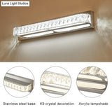 Stainless Steel Bathroom Vanity Sconces With Crystal Embedded Mirror Lights