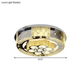Stainless Steel Led Ceiling Lamp With Clear Crystal Design For Bedroom Flush Mount