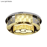 Stainless Steel Led Ceiling Lamp With Clear Crystal Design For Bedroom Flush Mount