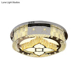 Stainless Steel Led Ceiling Lamp With Clear Crystal Design For Bedroom Flush Mount