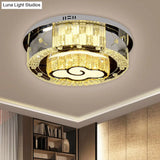 Stainless Steel Led Ceiling Lamp With Clear Crystal Design For Bedroom Flush Mount