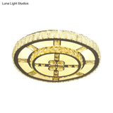 Stainless - Steel Led Flush Mount Ceiling Light With Clear Crystal Block Design