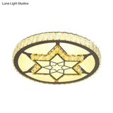 Stainless - Steel Led Flush Mount Ceiling Light With Clear Crystal Block Design