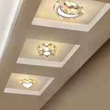 Stainless Steel Moon Flushmount Led Crystal Hallway Light Clear