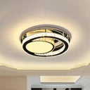 Stainless Steel Oval Semi Flush Mount Crystal Led Ceiling Lamp - Minimalist Design For Living Room