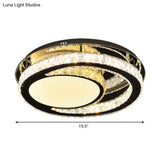 Stainless Steel Oval Semi Flush Mount Crystal Led Ceiling Lamp - Minimalist Design For Living Room