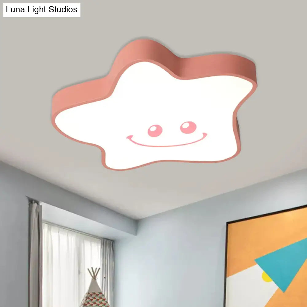 Star Nursery Flush Mount Led Ceiling Light With Acrylic Cartoon Design