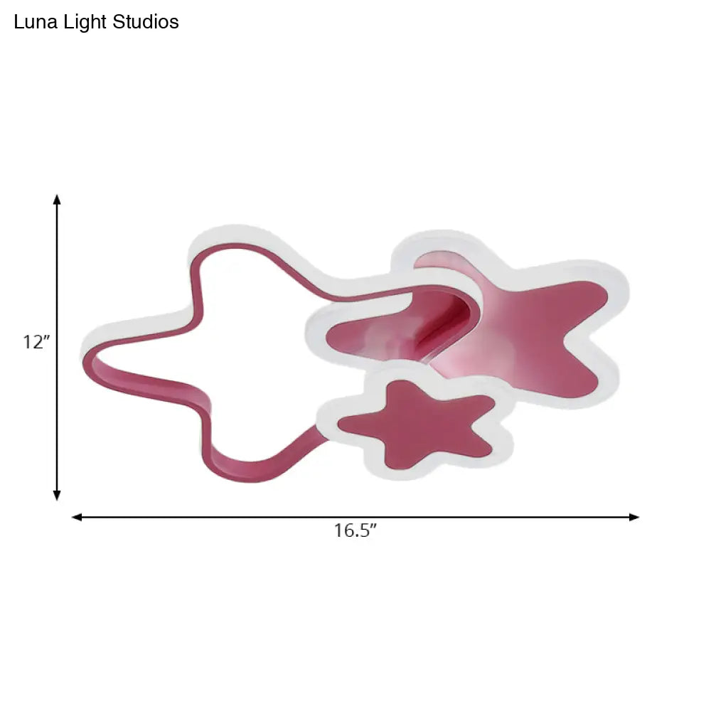 Star Shaped Led Ceiling Mount Light For Girls Bedroom - Modern Acrylic Flush Fixture