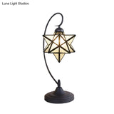 Star Shaped Tiffany Nightstand Lamp With Twisted Arm - Clear/Silver Glass Night Lighting For Coffee