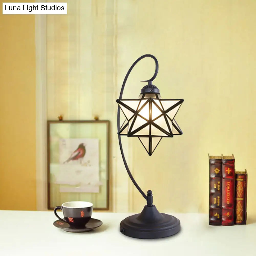 Star Shaped Tiffany Nightstand Lamp With Twisted Arm - Clear/Silver Glass Night Lighting For Coffee