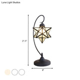 Star Shaped Tiffany Nightstand Lamp With Twisted Arm - Clear/Silver Glass Night Lighting For Coffee